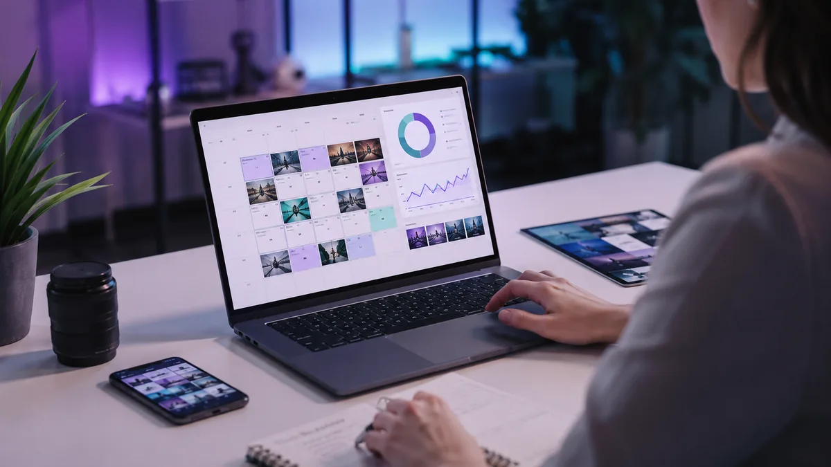 Social media planning and analytics workspace