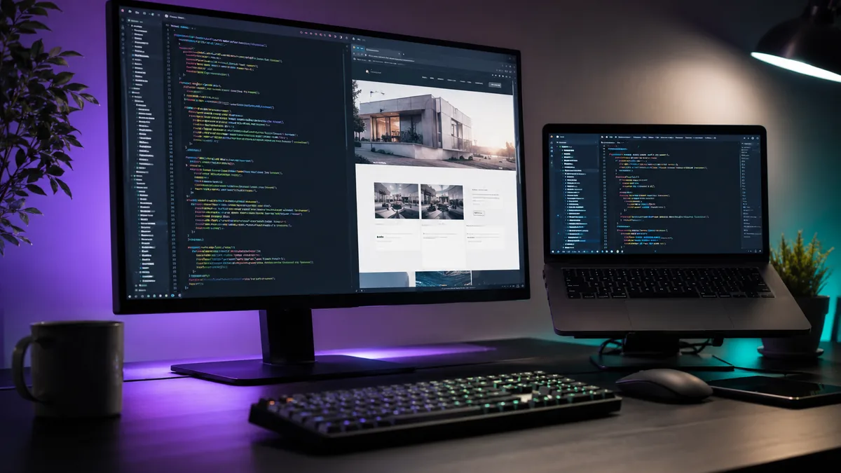 Professional website development and coding workspace